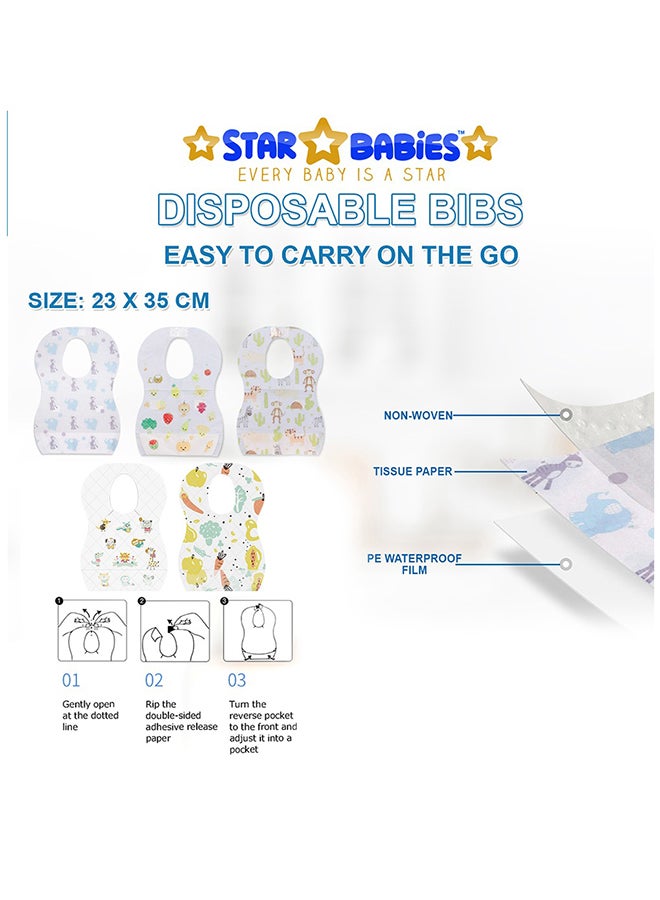 Star Babies Combo Pack Disposable Bibs Pack Of 50 Disposable Breast Pad Pack of 50 - Elephant