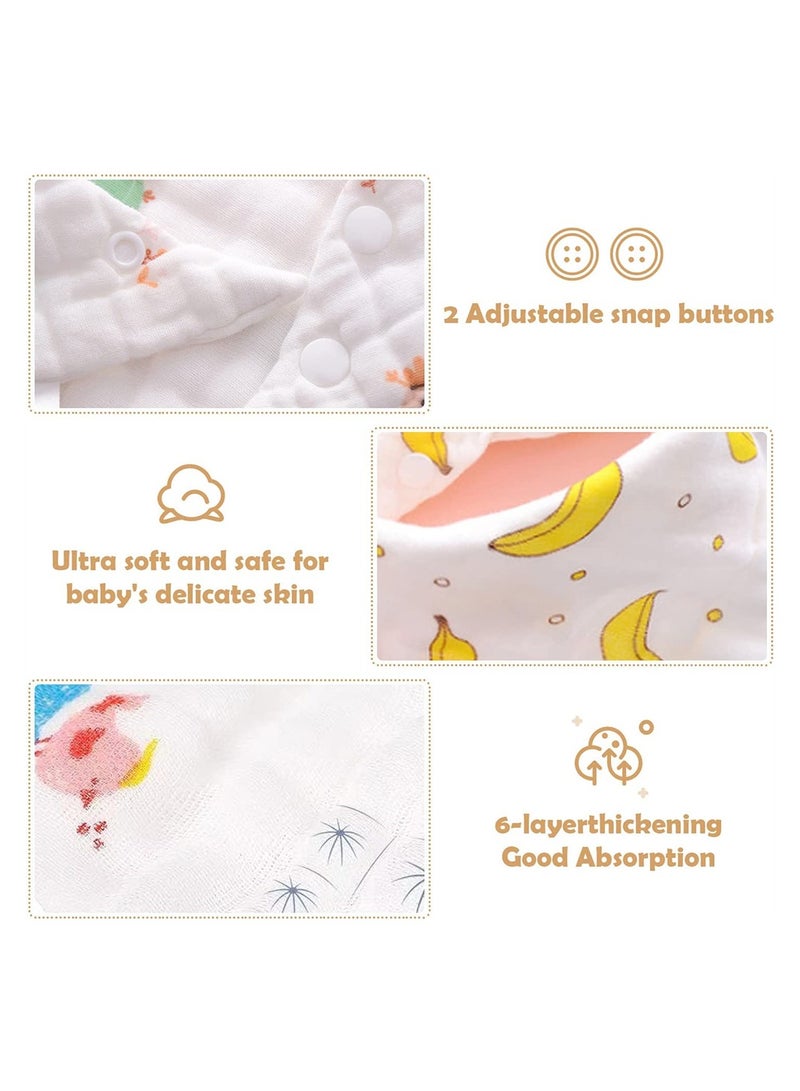 Baby Bandana Drool Bibs Burp Cloths Muslin Soft And Absorbent Unisex Teething Triangle Scarf 5 Packs