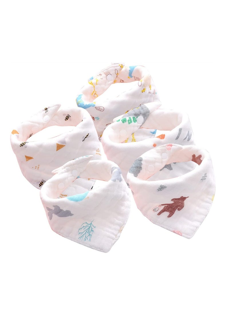 Baby Bandana Drool Bibs Burp Cloths Muslin Soft And Absorbent Unisex Teething Triangle Scarf 5 Packs