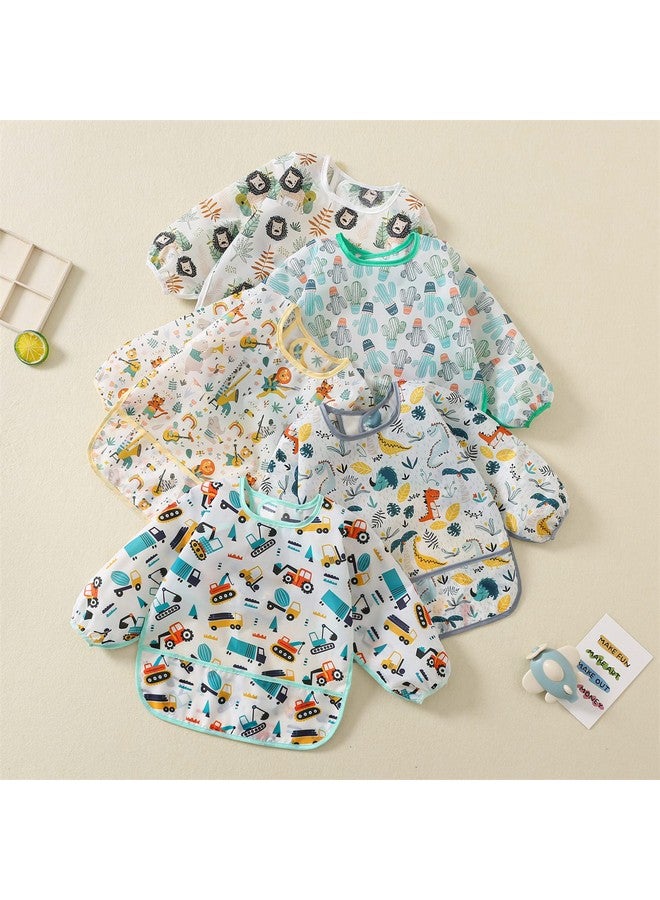 5 Pack Long Sleeve Bibbaby Toddler Waterproof Sleeved Bib For 630 Months Reusable With Catchall Pocket