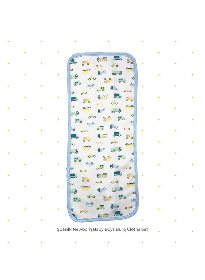 Baby 3 Pack 100% Cotton Burp Cloths For Newborn Boys And Girls Blue Cars One Size