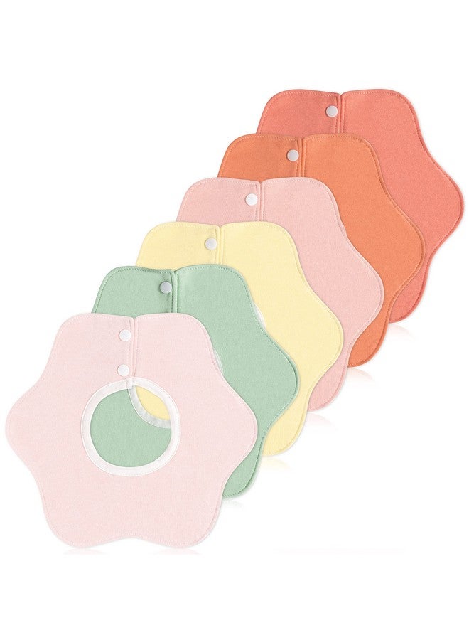 6Pcs 360° Rotate Baby Bibs Waterproof Snap Baby Bib Solid Colors Pink Orange Green Snap Cotton Absorbent Feeding Burp Cloth For Unisex Infant 012 Months Boys Girls Drooling Teething Toddler