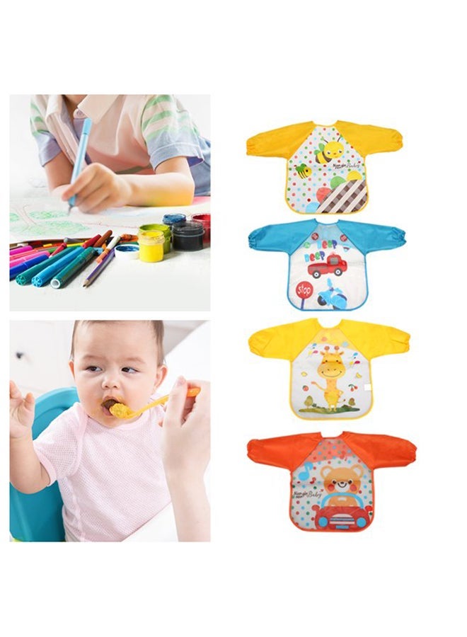 Cute Cartoon Animals Waterproof Colorful Printed Children Full Sleeve Bib