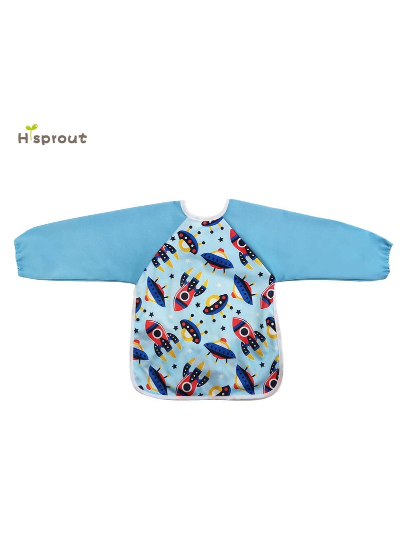 Long Sleeved Baby Bib - Toddler Infants Smock Bib with Pocket, Waterproof, Soft, Machine Washable, Stain and Odor Resistant