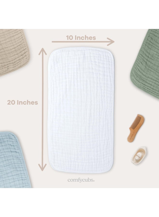 Muslin Burp Cloths 10 Pack Large 100  Cotton Hand Washcloths 6 Layers Extra Absorbent And Soft  White  Pack Of 10