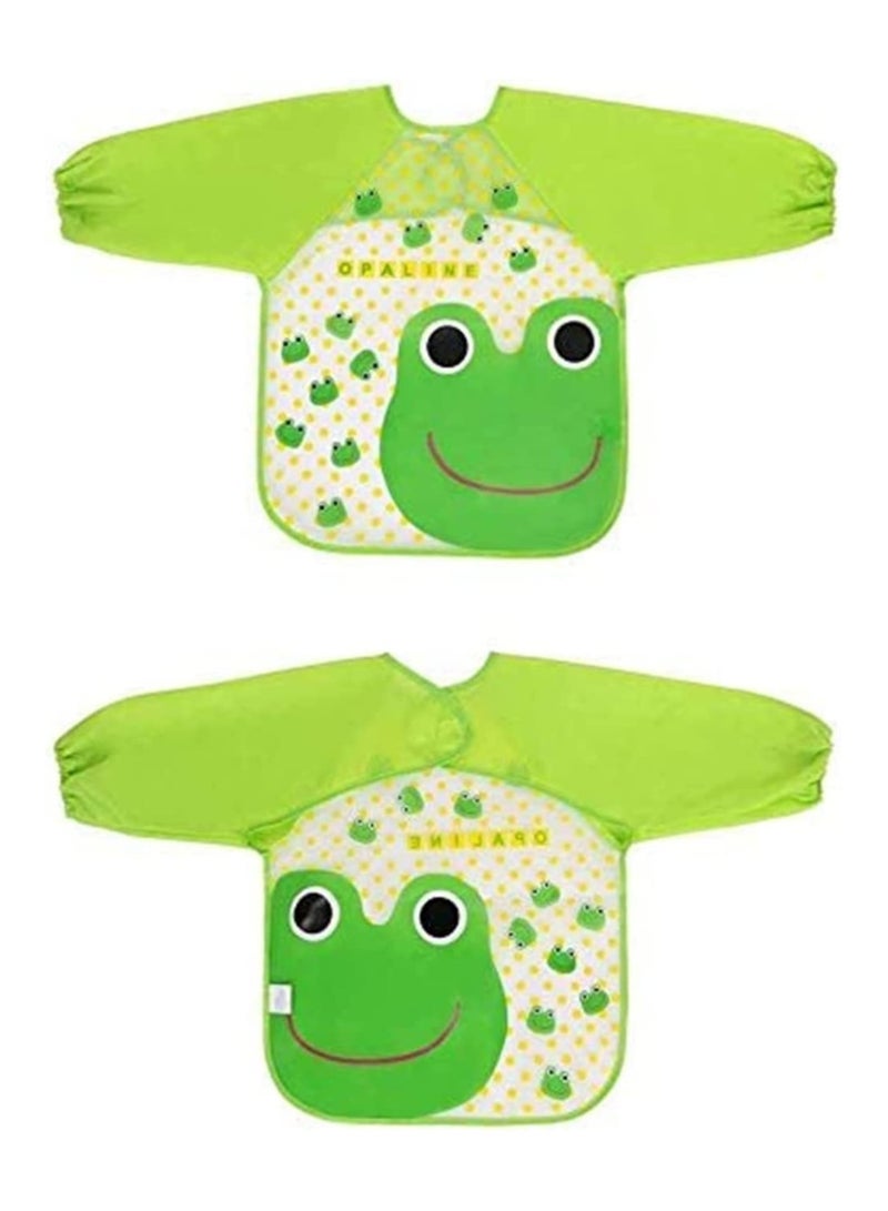 Waterproof Long Sleeve Baby Bibs for 6-36 Months, Unisex Feeding Bibs for Infants & Toddlers, Wipeable & Washable, Stain & Odor Resistant, 4 Pack, Lightweight & Durable