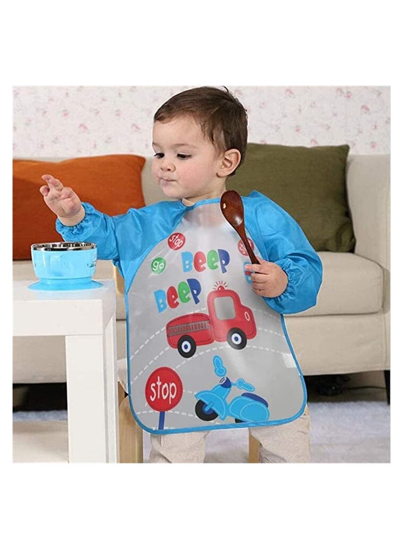 Waterproof Long Sleeve Baby Bibs for 6-36 Months, Unisex Feeding Bibs for Infants & Toddlers, Wipeable & Washable, Stain & Odor Resistant, 4 Pack, Lightweight & Durable