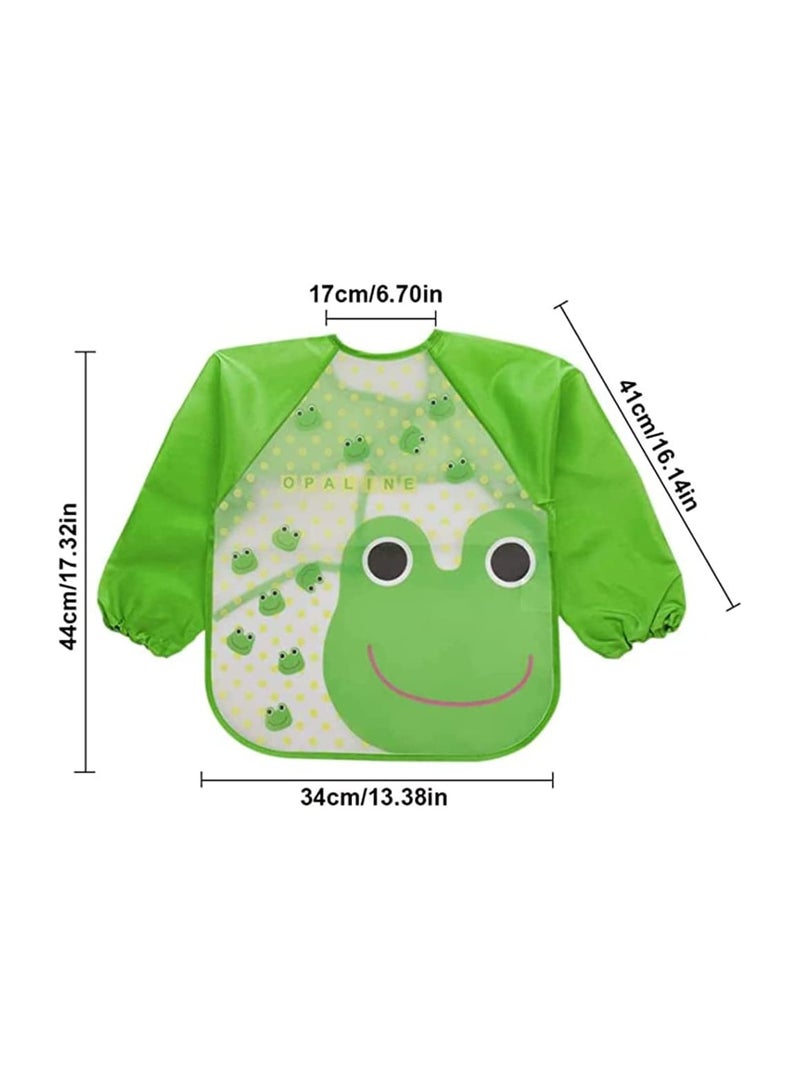 Waterproof Long Sleeve Baby Bibs for 6-36 Months, Unisex Feeding Bibs for Infants & Toddlers, Wipeable & Washable, Stain & Odor Resistant, 4 Pack, Lightweight & Durable