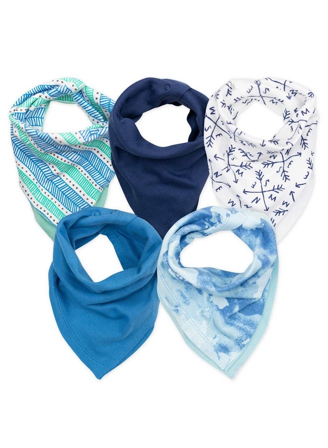 Organic Cotton Bandana Drool Bib Multipacks 5Pack Dots & Dashes One Size