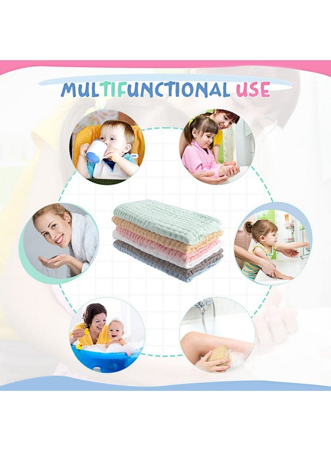 6 Pieces Large 20X10 Inch Muslin Burp Cloths Multicolors Muslin Washcloths Baby Burping Cloth Diapers 6 Absorbent Layers Muslin Face Towels For Baby (Multiple Colors Classic Patterns)