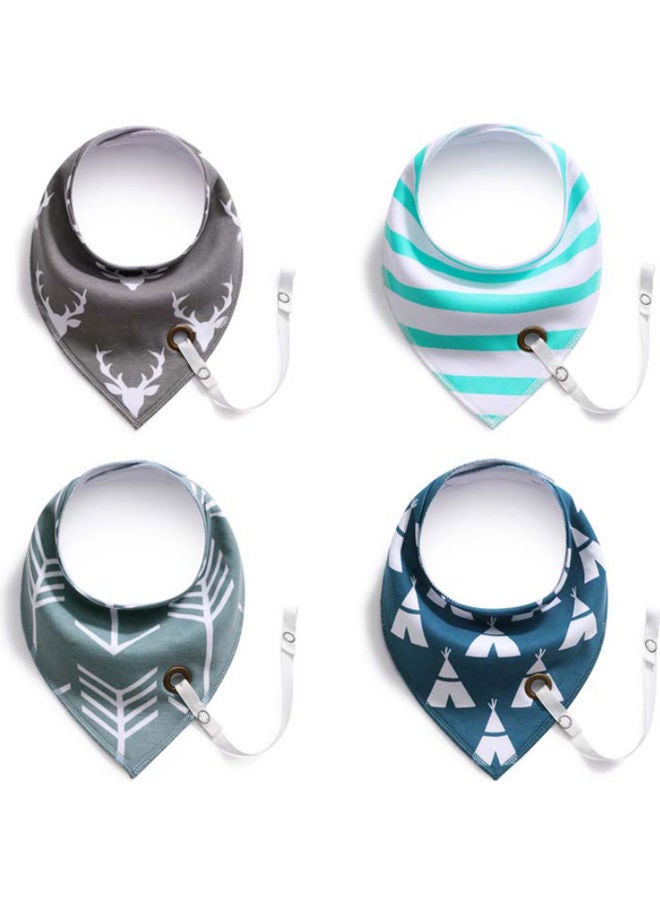 Pack Of 4 Baby Bandana Drool Bibs With Pacifier Holder