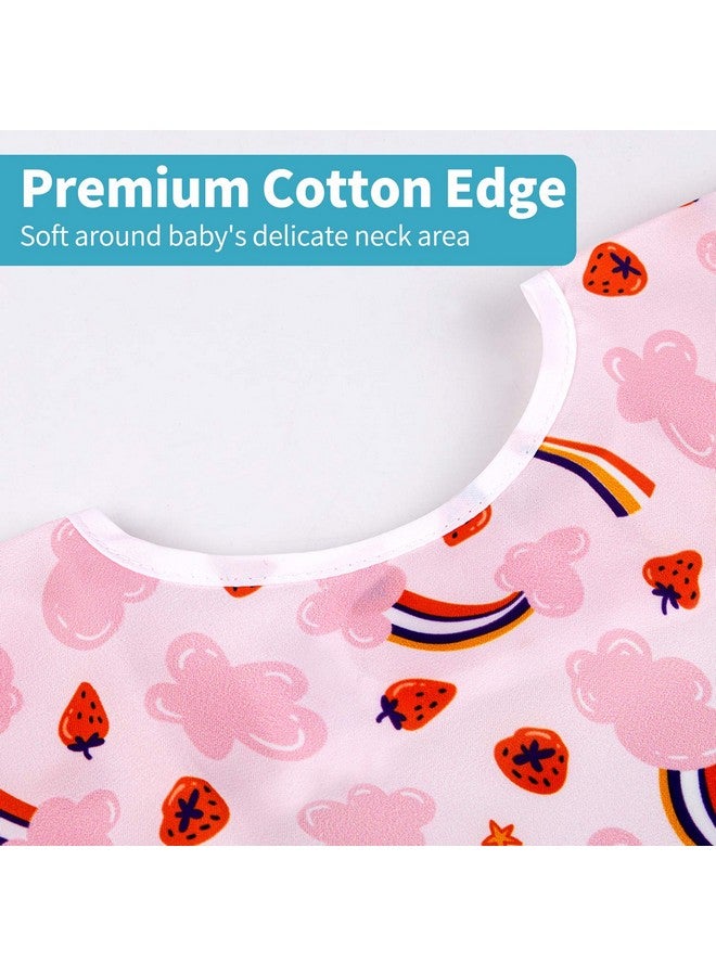 3 Pcs Waterproof Baby Bibs | Long Sleeves Weaning Smock Bib With Food Catcher Pocket For Toddler Eating | Baby Led Weaning | Full Cover Wearable Sleeved Bibs Shirt Bib Set | 624 Months