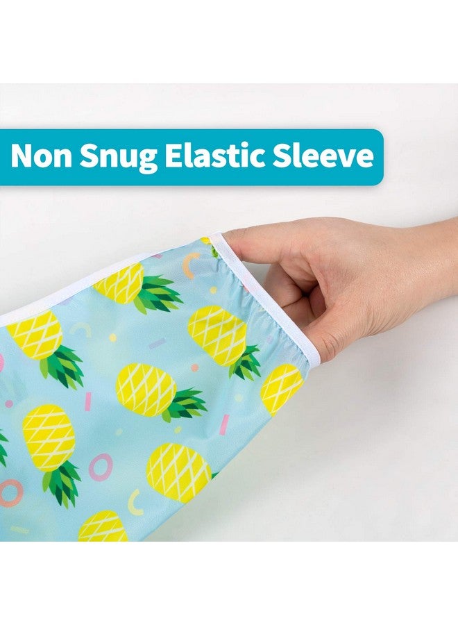 3 Pcs Waterproof Baby Bibs | Long Sleeves Weaning Smock Bib With Food Catcher Pocket For Toddler Eating | Baby Led Weaning | Full Cover Wearable Sleeved Bibs Shirt Bib Set | 624 Months