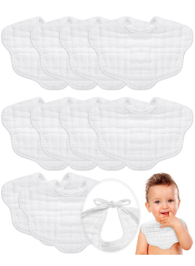 10 Pack Muslin Bibs Baby Drool Bibs White Bandana Bibs Absorbent Teething Bibs Cotton Cloths Plain Bibs With Adjustable Straps For Unisex Baby Burp Newborn Infant Toddler 02 Years Old