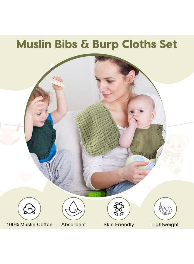 12 Pcs Baby Muslin Bibs And Burp Cloths Set Cotton Absorbent Baby Bibs For Girls Boys Unisex Burping Cloths For Babies Drooling Bibs Newborn Teething Bibs Soft Adjustable Baby Drool Bibs