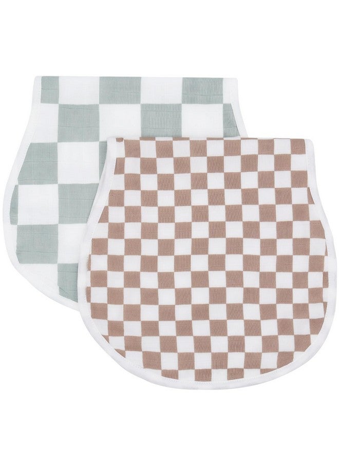 Muslin Baby Burp Cloths Sets For Unisex 2 Pack Large 70% Viscose From Bamboo And 30% Cotton Burping Cloths For Newborn Baby Girls And Boys (Checkered)