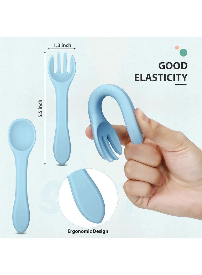 3 Pack Silicone Bibs For Babies With Spoon Fork Silicone Feeding Bibs For Toddlers Boys Kids Girls (Vivid Style)