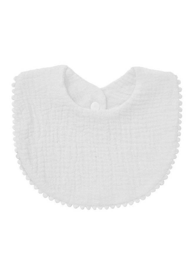 4 Pack Muslin Baby Drool Bibstoddler Boys Girls Cotton Drooling Bibsfeeding Teething Bibs With Snap (White Pack4Pcs)