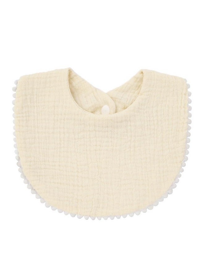 4 Pack Muslin Baby Drool Bibstoddler Boys Girls Cotton Drooling Bibsfeeding Teething Bibs With Snap (White Pack4Pcs)
