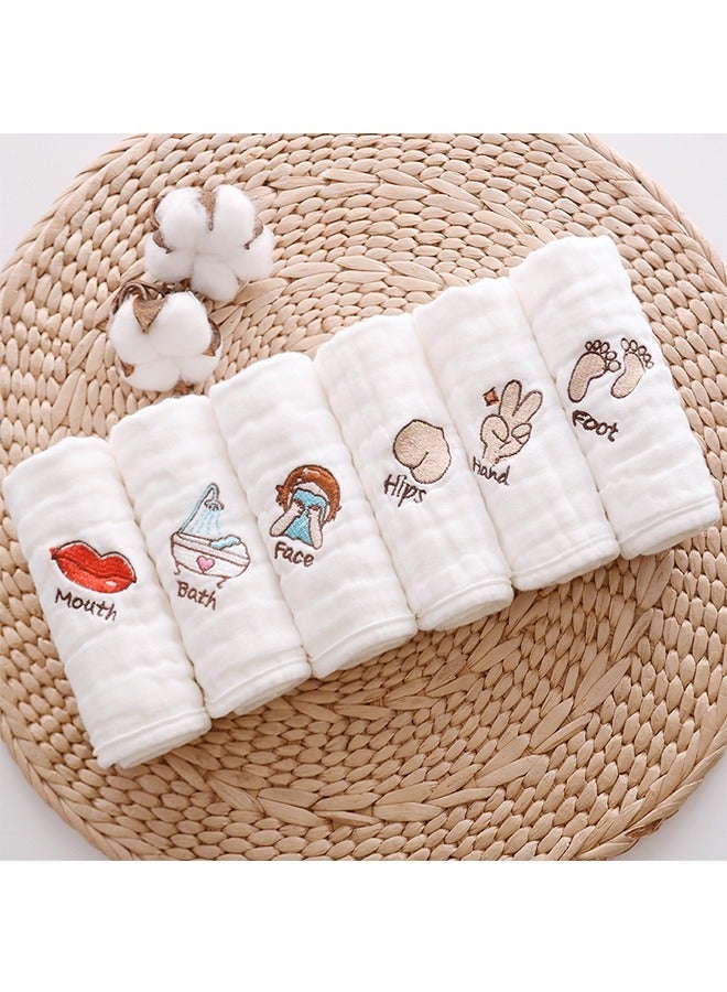 6-Piece Baby Cotton Washcloths, Kids Face Towel Burp Cloths in Classified Design, Soft Breathable Comfy Newborn Towel (30*30cm)