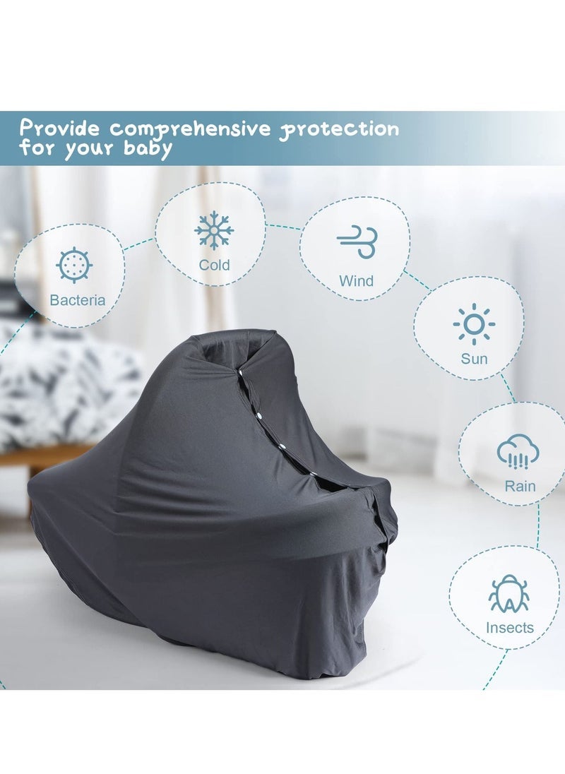 Nursing Covers for Breastfeeding 2 Soft Cotton Nursing Covers with on Design for Privacy Car Seat Canopy and More Perfect for Boys and Girls Black and Gray