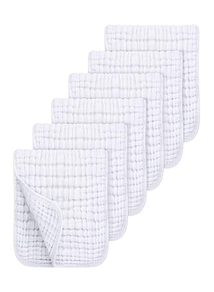 Goolsky Burp Cloths 100% Cotton Muslin Cloths Large 20''x10'' Extra Soft and Absorbent 6 Pack Baby Burping Cloth Pure White