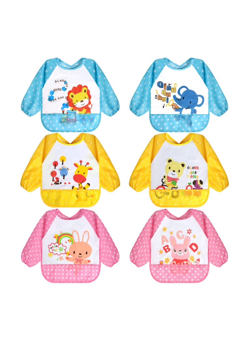 Waterproof Long Sleeve Baby Bibs, Sleeved Smock for Toddlers 6-36 Months, Perfect for Messy Mealtimes and Art Activities, Easy to Clean and Comfortable Fit.