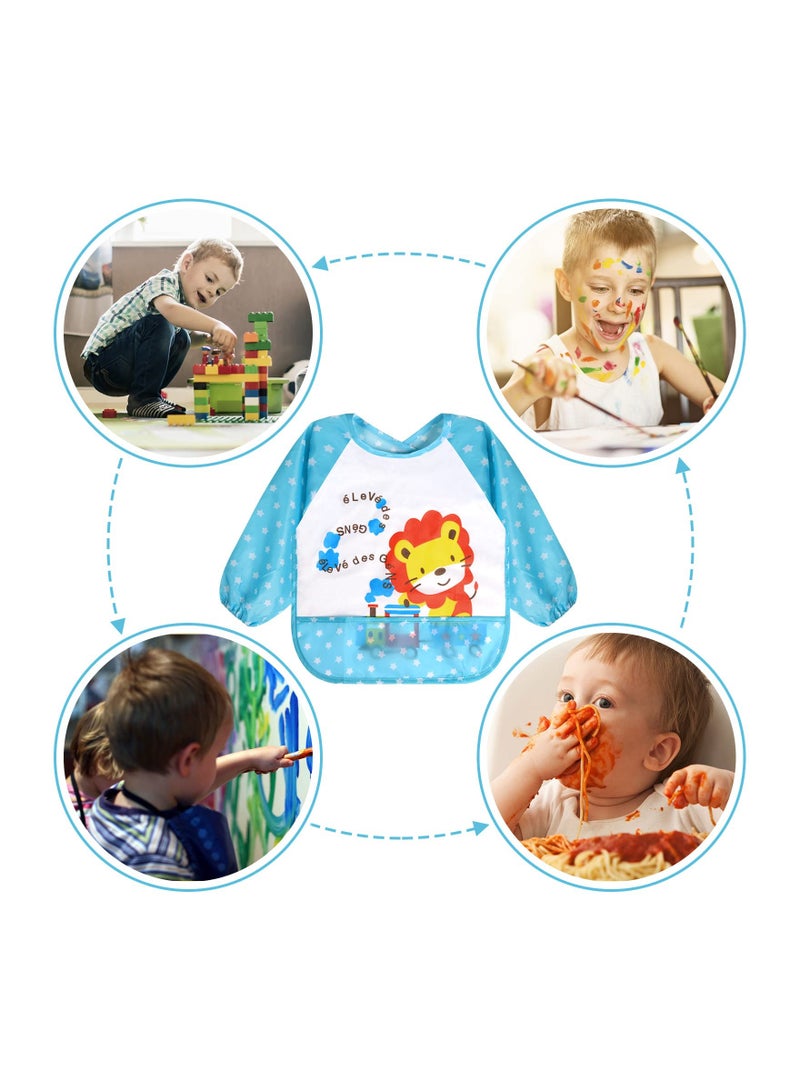 Waterproof Long Sleeve Baby Bibs, Sleeved Smock for Toddlers 6-36 Months, Perfect for Messy Mealtimes and Art Activities, Easy to Clean and Comfortable Fit.