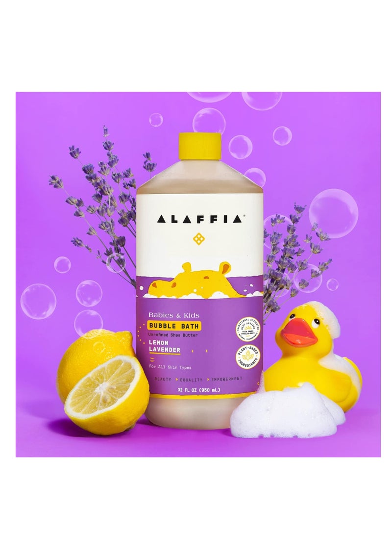 Alaffia Babies and Kids Bubble Bath, Gentle Baby Essentials for Delicate Skin, Cleansing & Calming Bubbles, Plant Based Formula, Vegan, Lemon Lavender (2 Pack - 32 Fl Oz Ea)