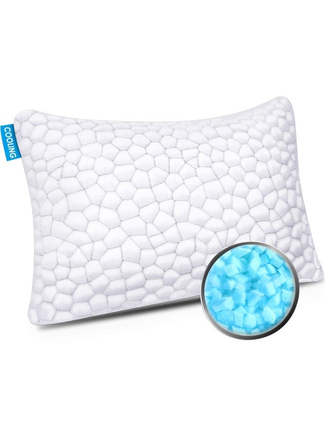 Bamboo Pillow Cooling Bed Pillows For Sleeping Adjustable Gel Shredded Memory Foam Pillow With Bamboo Pillow Cover Hypoallergenic Premium Adjustable Loft Queen Sleeping Pillow