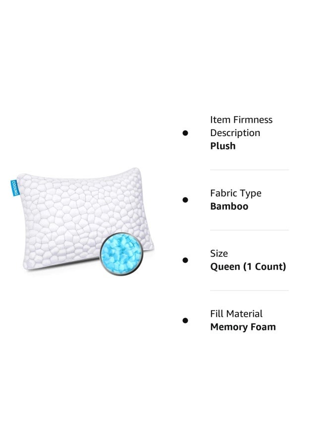 Bamboo Pillow Cooling Bed Pillows For Sleeping Adjustable Gel Shredded Memory Foam Pillow With Bamboo Pillow Cover Hypoallergenic Premium Adjustable Loft Queen Sleeping Pillow