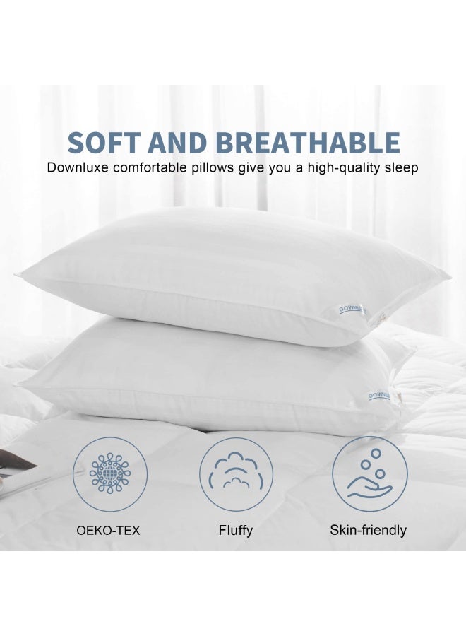 Down Alternative King Size Pillows 2 Pack 100 Breathable Cotton Cover Premium Hotel Collection Soft Bed Pillows For Sleeping 20 X 36