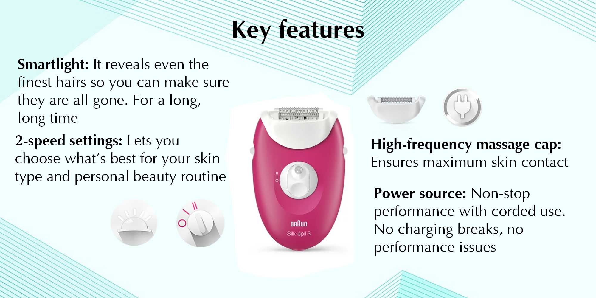 Silk-Épil 3 Epilator With 2 Extras And Bikini Trimmer Pink