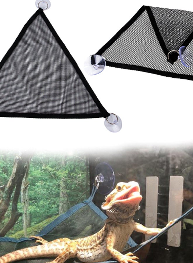 2-Piece Pet Hammock Hanging Triangular Swing Net Bed Set Black