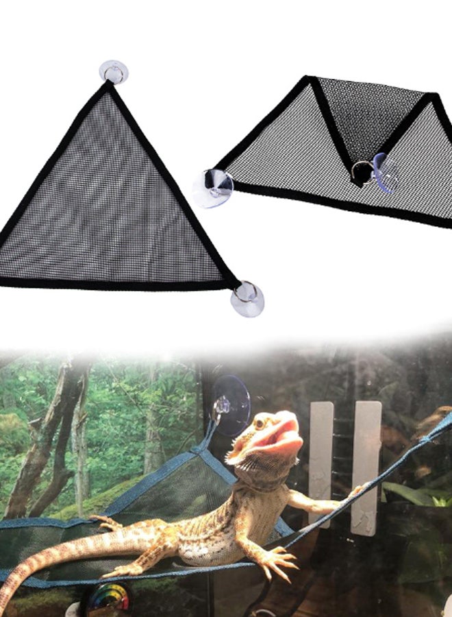 2-Piece Pet Hammock Hanging Triangular Swing Net Bed Set Black