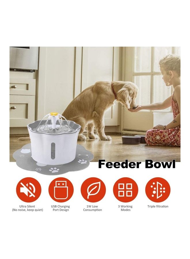 2.6L Flower Shape Pet Smart Water Dispenser White/Grey