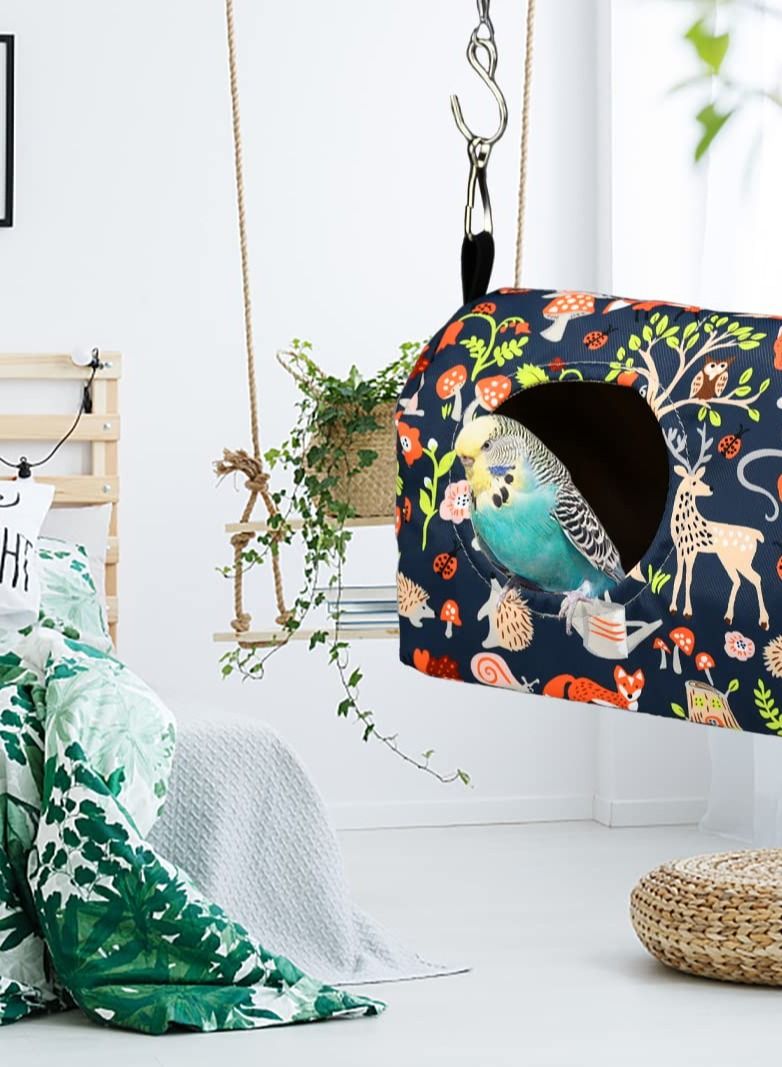 Cozy Parrot Hammock Bed, Winter Hanging Bird Nest for Parakeets, Soft and Warm Polyester Fabric, Washable and Durable, Provides a Comfy Hideway for Your Feathered Friends. (S)