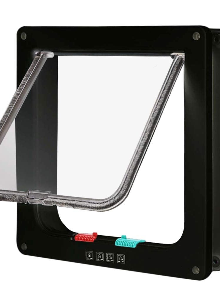 4 Way Locking Magnetic Cat Flap, Large Size, Pet Door For Cats And Large Dogs, Interior And Exterior Use, Easy Installation, Outer Size: 11