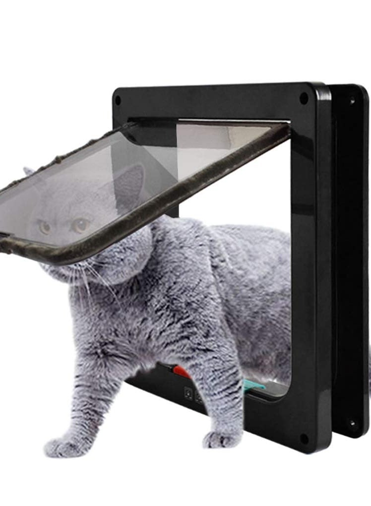 4 Way Locking Magnetic Cat Flap, Large Size, Pet Door For Cats And Large Dogs, Interior And Exterior Use, Easy Installation, Outer Size: 11
