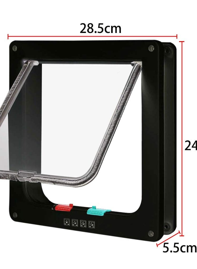 4 Way Locking Magnetic Cat Flap, Large Size, Pet Door For Cats And Large Dogs, Interior And Exterior Use, Easy Installation, Outer Size: 11