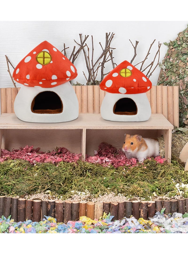 Guinea Pig Beds, Hamster Bed, Mini Hamster Cotton Nest, Cute Hamster Sleeping Animals Bedding House for Hamster/ Hedgehog/ Squirrel/ Lizard and Other Small Animal (Mushroom House)
