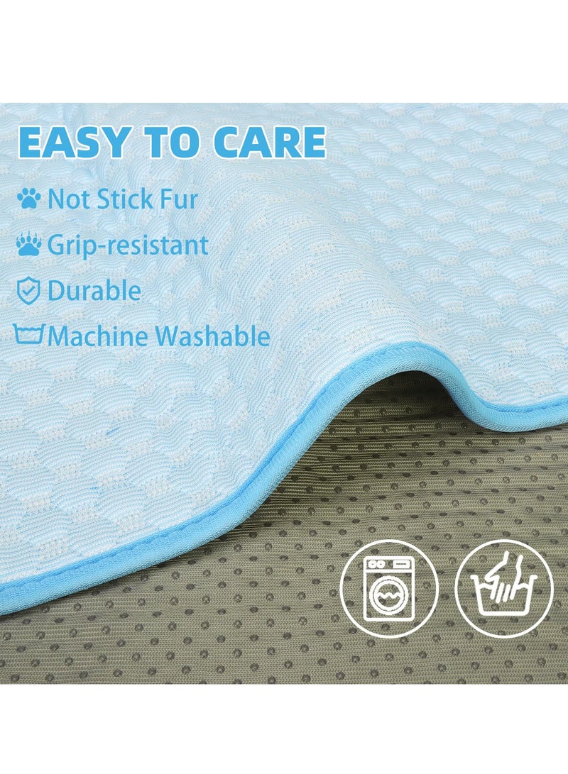 2024 Upgraded Dog Cooling Mat 100x70cm Washable Ice Silk Self Cool Pad for Small Medium Large and Large Dogs and Cats Portable Non Slip Pet Bed for Summer or Hot Days Sleeping Solid Light Blue XL