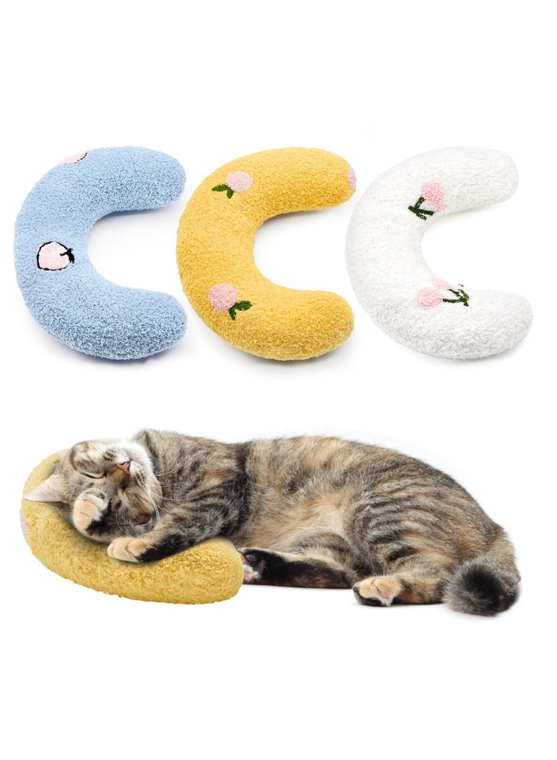 Pillow for Cats, Ultra Soft Fluffy Pet Calming Toy Half Donut Cuddler, Deep Sleep U-Shaped Accompanying Small Pillow, Protect Pet's Cervical Spine for Joint Relief Sleeping Improve Machine Washable