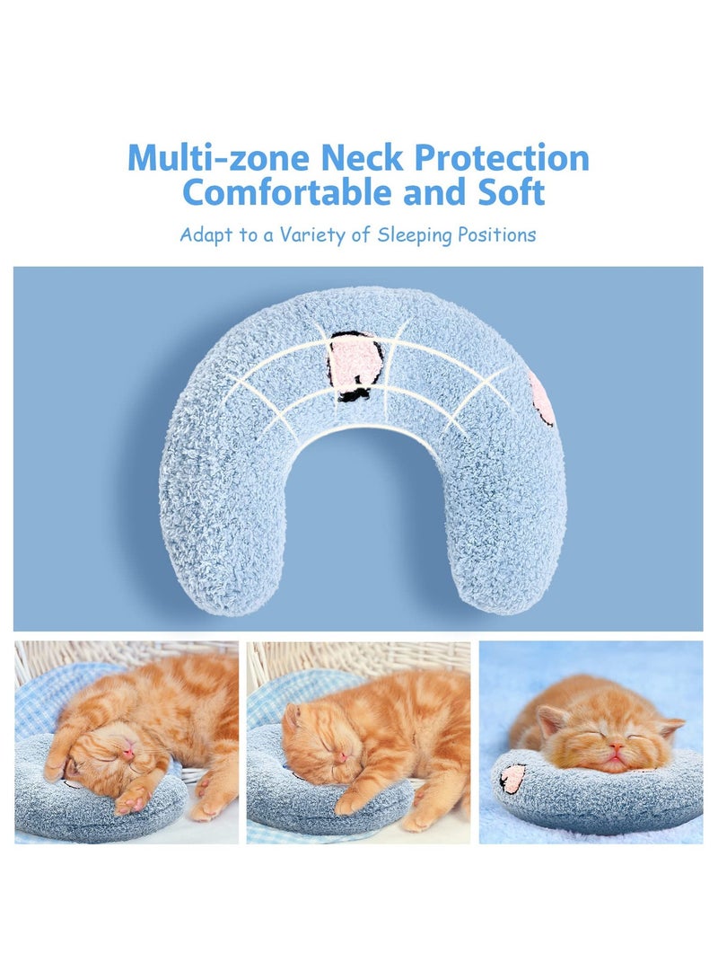 Pillow for Cats, Ultra Soft Fluffy Pet Calming Toy Half Donut Cuddler, Deep Sleep U-Shaped Accompanying Small Pillow, Protect Pet's Cervical Spine for Joint Relief Sleeping Improve Machine Washable