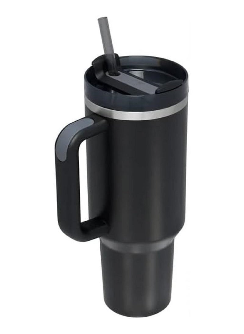 Stanley Quencher H2.0 FlowState Stainless Steel Vacuum Insulated Tumbler with Lid and Straw for Water, Iced Tea or Coffee, Smoothie and More, Black,40 oz