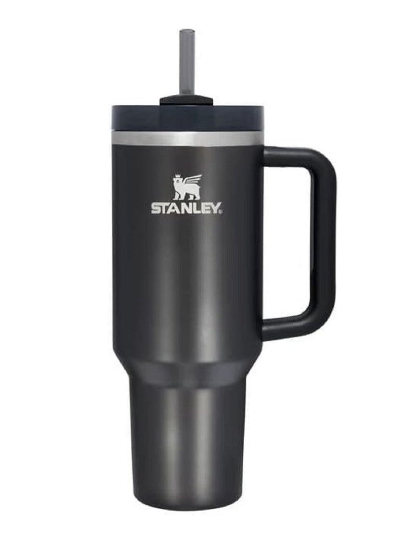 Stanley Quencher H2.0 FlowState Stainless Steel Vacuum Insulated Tumbler with Lid and Straw for Water, Iced Tea or Coffee, Smoothie and More, Black,40 oz