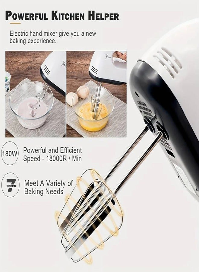 Handheld Electric Egg beater Household Automatic Mixer Egg White and Cream Beater 7 Speed Stainless Steel