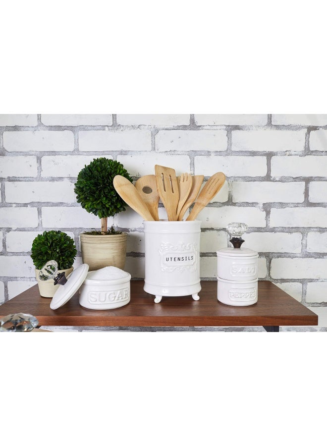 Mud Pie Door Knob Salt Cellar Set White