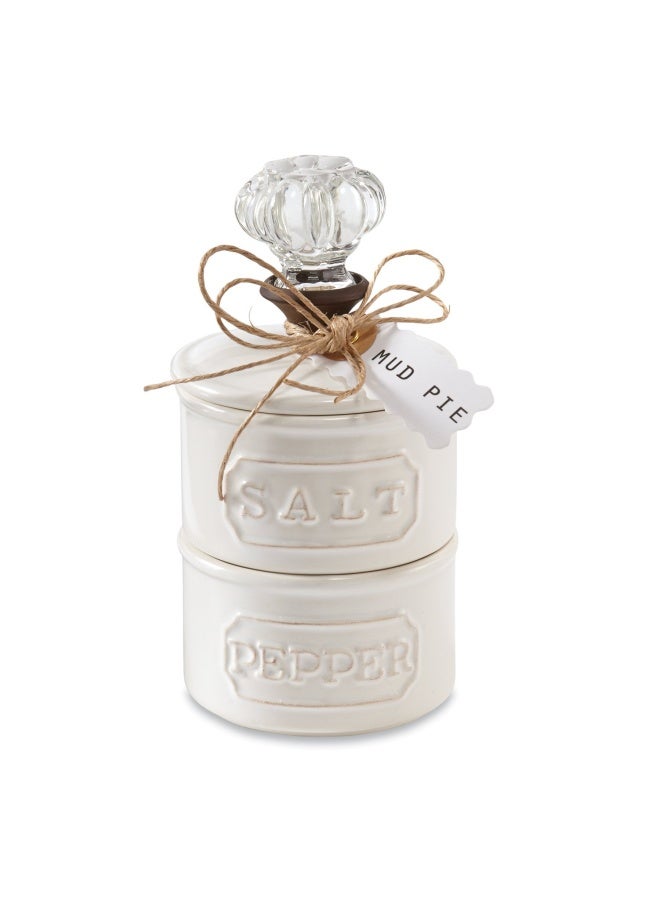 Mud Pie Door Knob Salt Cellar Set White
