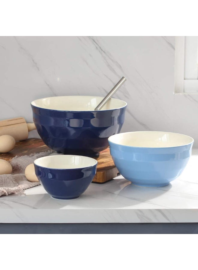 Ceramic Mixing Bowls Serving Bowl Set Non Slip Soft Curve On The Outside Design Of The Bowls 0.5 Qt 2 Qt 4.25 Qt Cooking Supplies